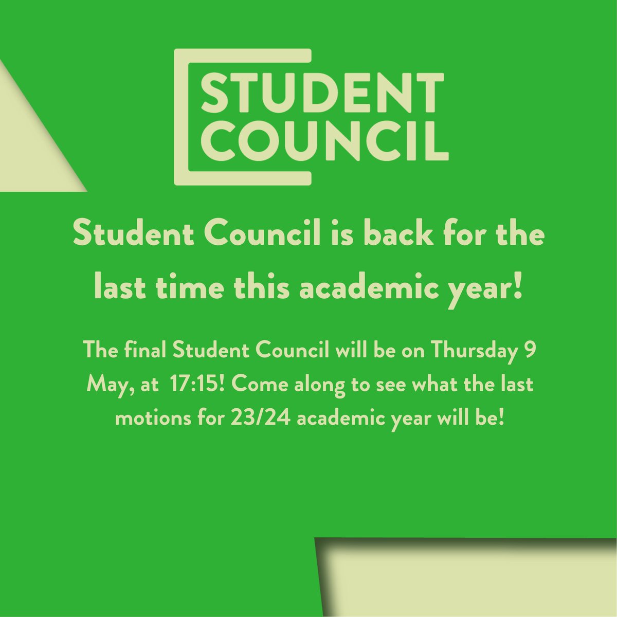 There's only one week left until our final Student Council of the Year! Come along to see what final motions are being presented for the 23/24 academic year! If you'd like to find out more go to nusu.co.uk/studentvoice/c…