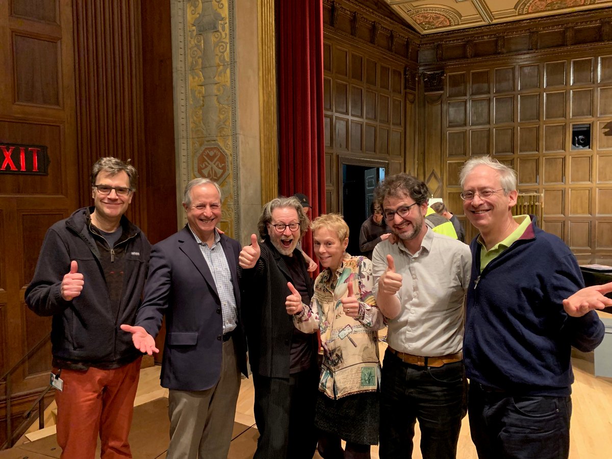 Loving this fun & happy photo that was taken at the Eastman School of Music after the performance of Terpsichore’s Box of Dreams, conducted by Brad Lubman. Photo: Mike Kuehn, Jamal Rossi, Brad Lubman, Daniel Pesca, & Ricardo Zohn-Muldoon. Big smiles all round! #musicians
