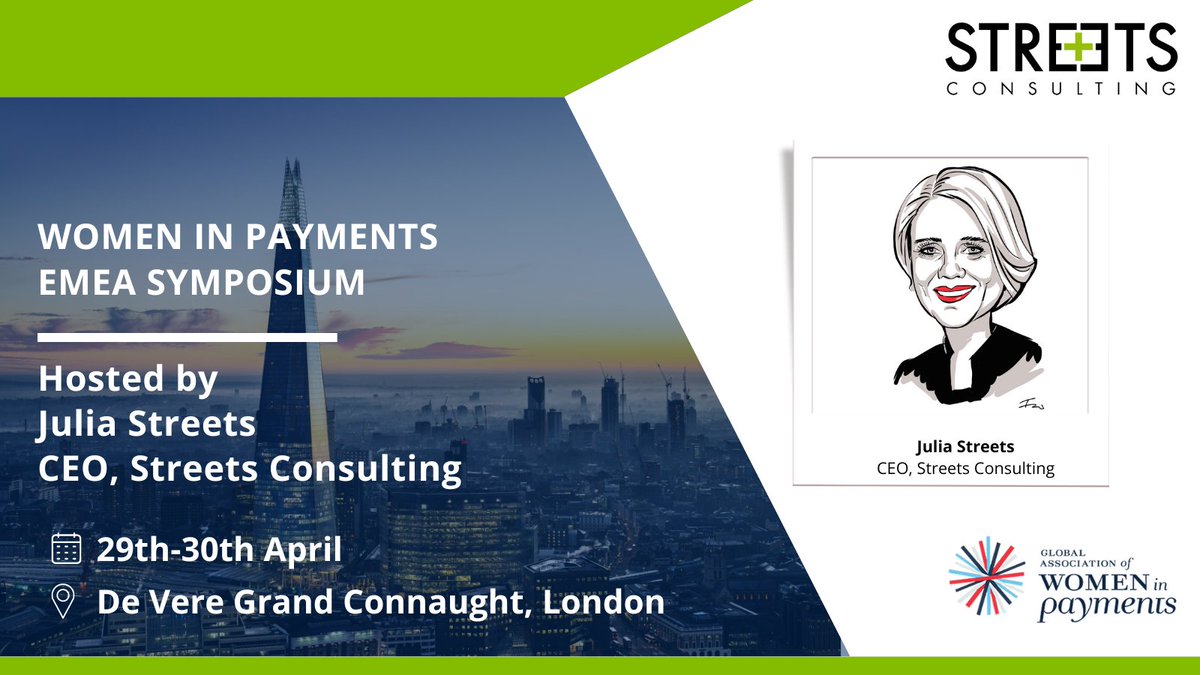 Our CEO @streets_julia is chairing the @WomeninPayments EMEA symposium this week - an event that offer perspectives from women leaders in #payments, supports #diversity and gender parity, and includes topics impacting all aspects of the payments ecosystem womeninpayments.glueup.com/event/women-in…