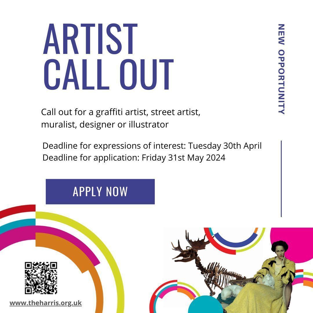 CALL OUT: Harris Youth Panel Artist @HarrisPreston is looking for a graffiti artist, street artist, muralist, designer or illustrator Expressions of interest by Tuesday, 30 April Application Deadline: Friday, 31 May 2024 More info: theharris.org.uk/wp-content/upl…