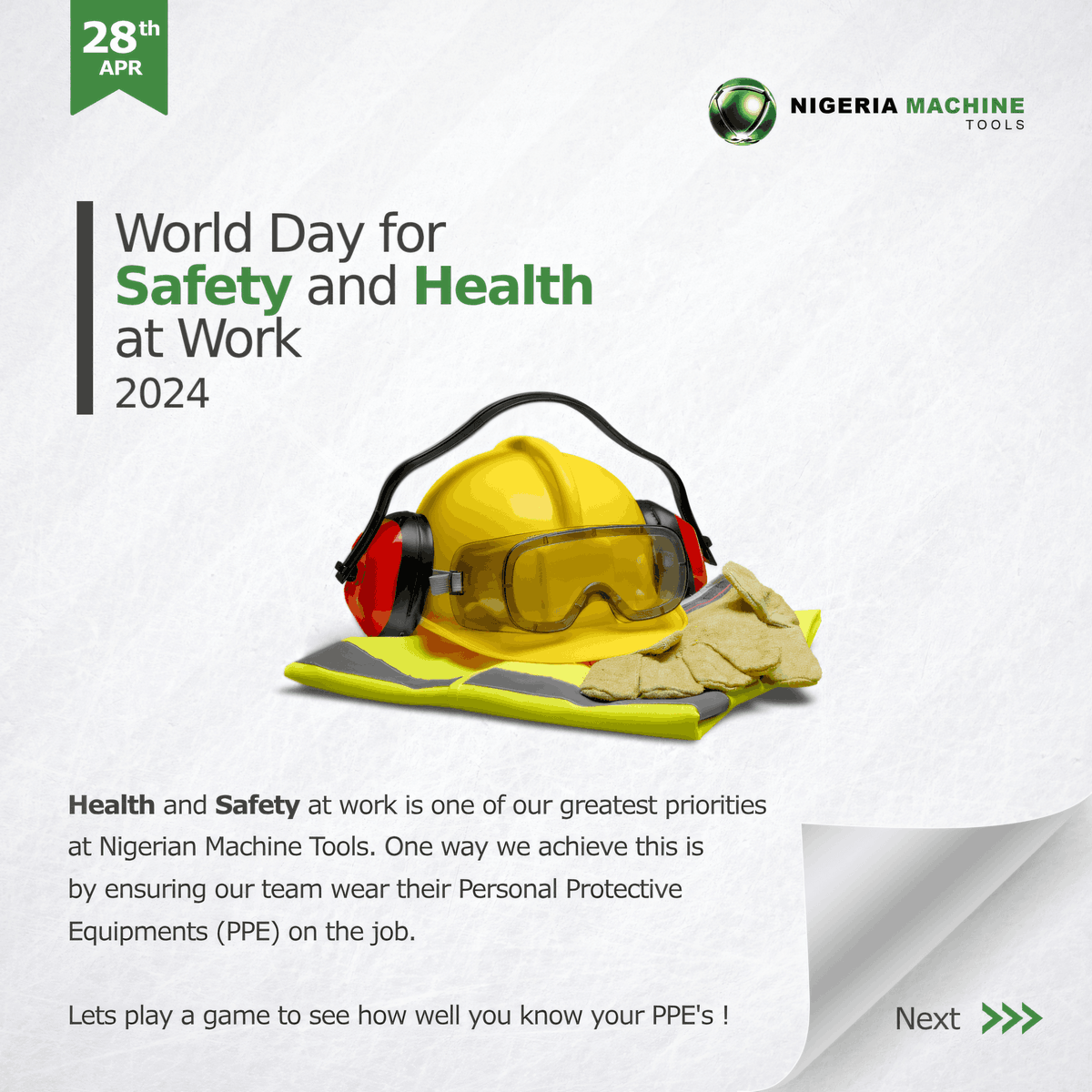 NigMachinetools's tweet photo. The greatest wealth is health and safety at work. At NMT we have prided ourselves with our HSE commitments to safety. 

We have worked over 1,019,350 man-hours with zero fatalities, zero lost time to injuries, and zero environmental incidents report. https://t.co/jKW2LLmVzD