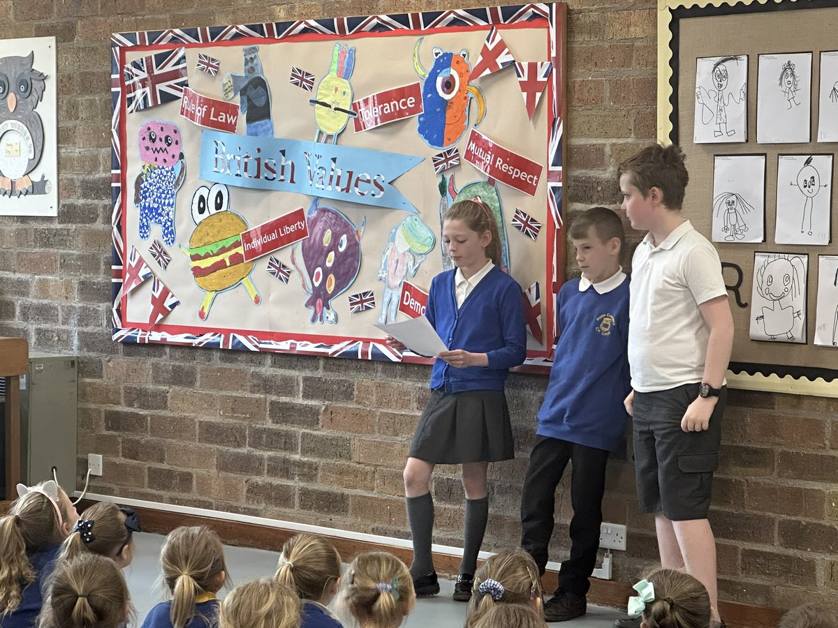 @HuttonCran Year 6 presented their British Values monsters to the rest of the school in assembly today! 🇬🇧