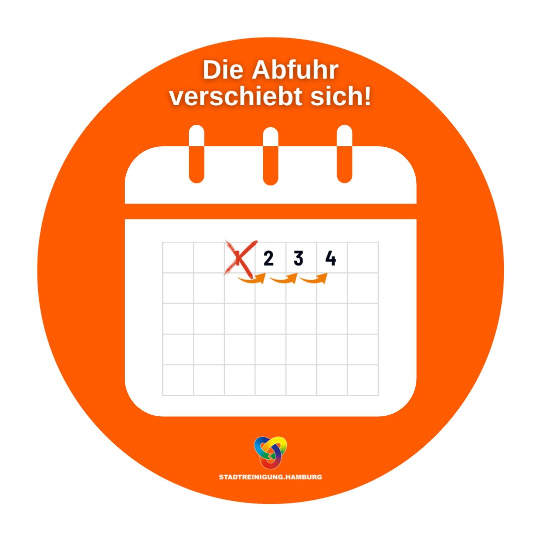 Am 1. Mai holt #TeamOrange keinen Müll in #Hamburg ab. Dadurch verschieben sich die Termine für die Abfuhr um einen Tag nach hinten. Einen persönlichen #Abfuhrkalender gibt es in unserer kostenlosen SRH-App oder auf unserer Website.