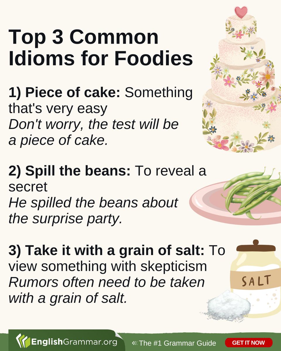 Top 3 Common Idioms for Foodies #vocabulary #amwriting #writing