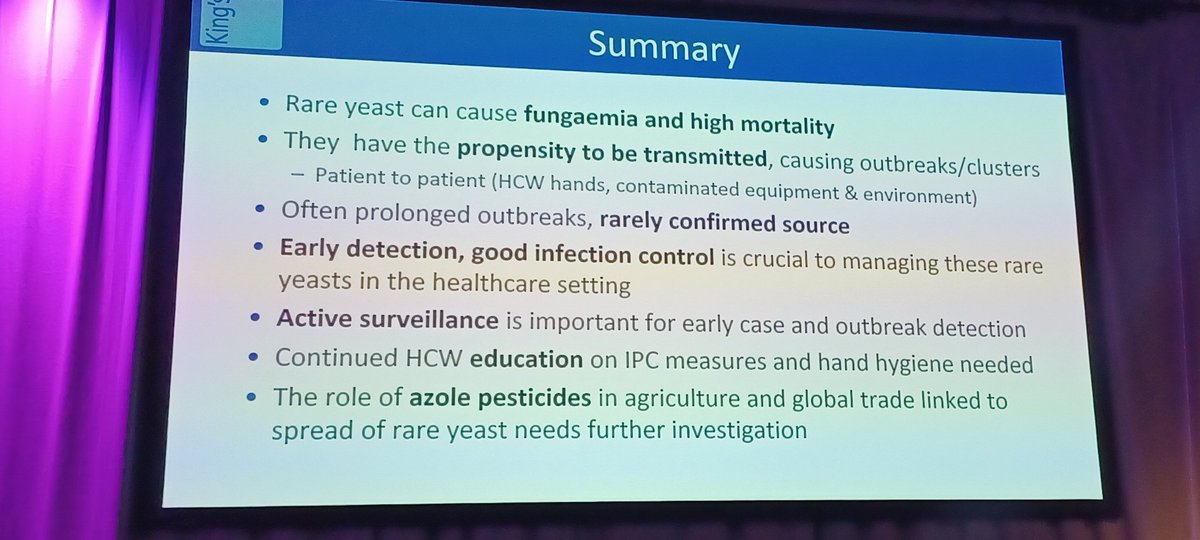 Rare yeast => early detection, good infection control, active surveillance #ESCMIDGlobal2024 @EUCIC1 @ESCMID