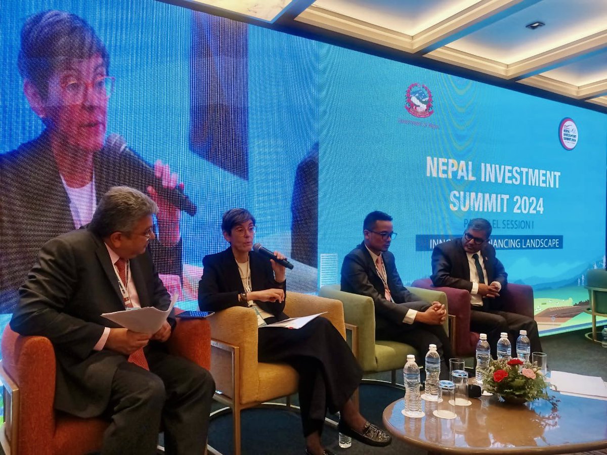 Great discussions on the panel at the Nepal Investment Summit! DFIs unlock local & international private investments in Nepal. Gov't, regulators & stakeholders are ready to facilitate. Let's harness dev. agencies support to drive economic growth & innovation! #fromAidtoTrade