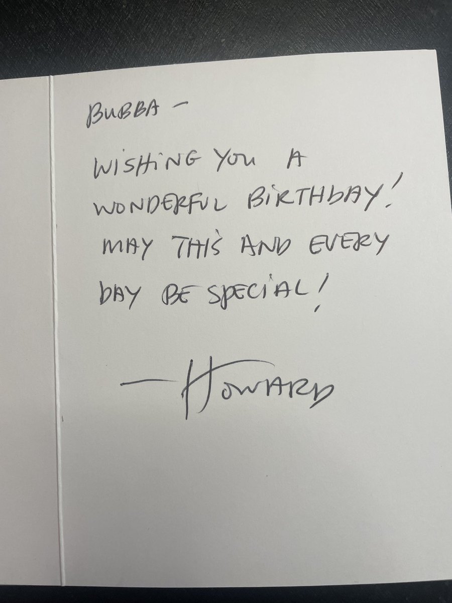 Thank you @HowardStern for the birthday card. So thoughtful and you haven’t missed my birthday since 2006 which was the first year I started working for you.   18 years in a row getting a Christmas and birthday card, thank you #truefriend