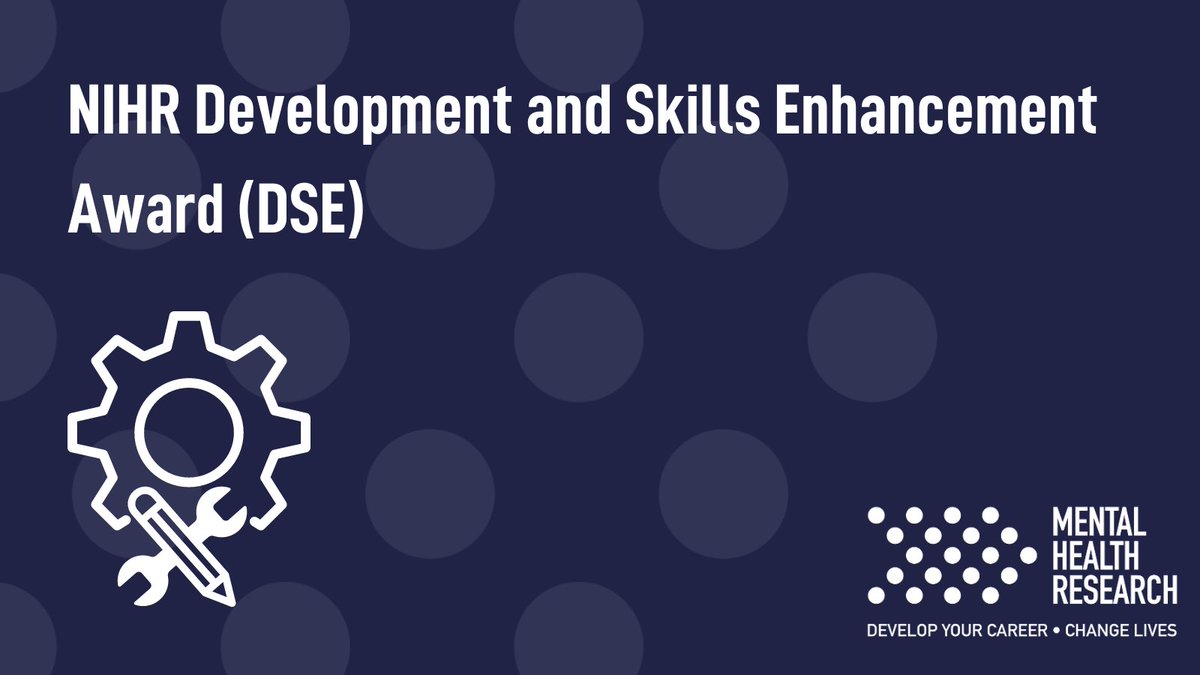 Have you applied for the DSE award yet? We’d love to know how the process goes! Find out if this could be the right funding for you: mentalhealthresearch.org.uk/nihr-developme… @NIHRcommunity @NIHRARCs