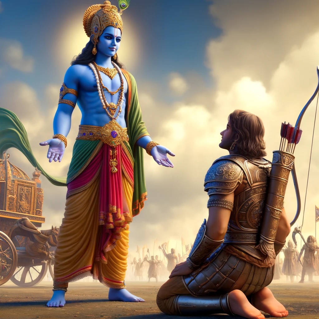 'Krishna's Wisdom: Guiding Arjuna on the Battlefield.' @siddipetme #BhagavadGita #lordkrishna #Krishna #TheWarrior #warrior