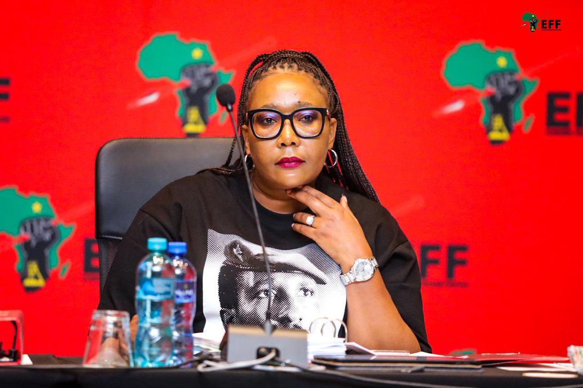 [IN PICTURES]: DSG @mailola_poppy , TG @OmphileMaotwe and National Chairperson @veronica_mente at the EFF Tshela Thupa Rally Preparatory Meeting currently underway. #EFFTshelaThupaRally