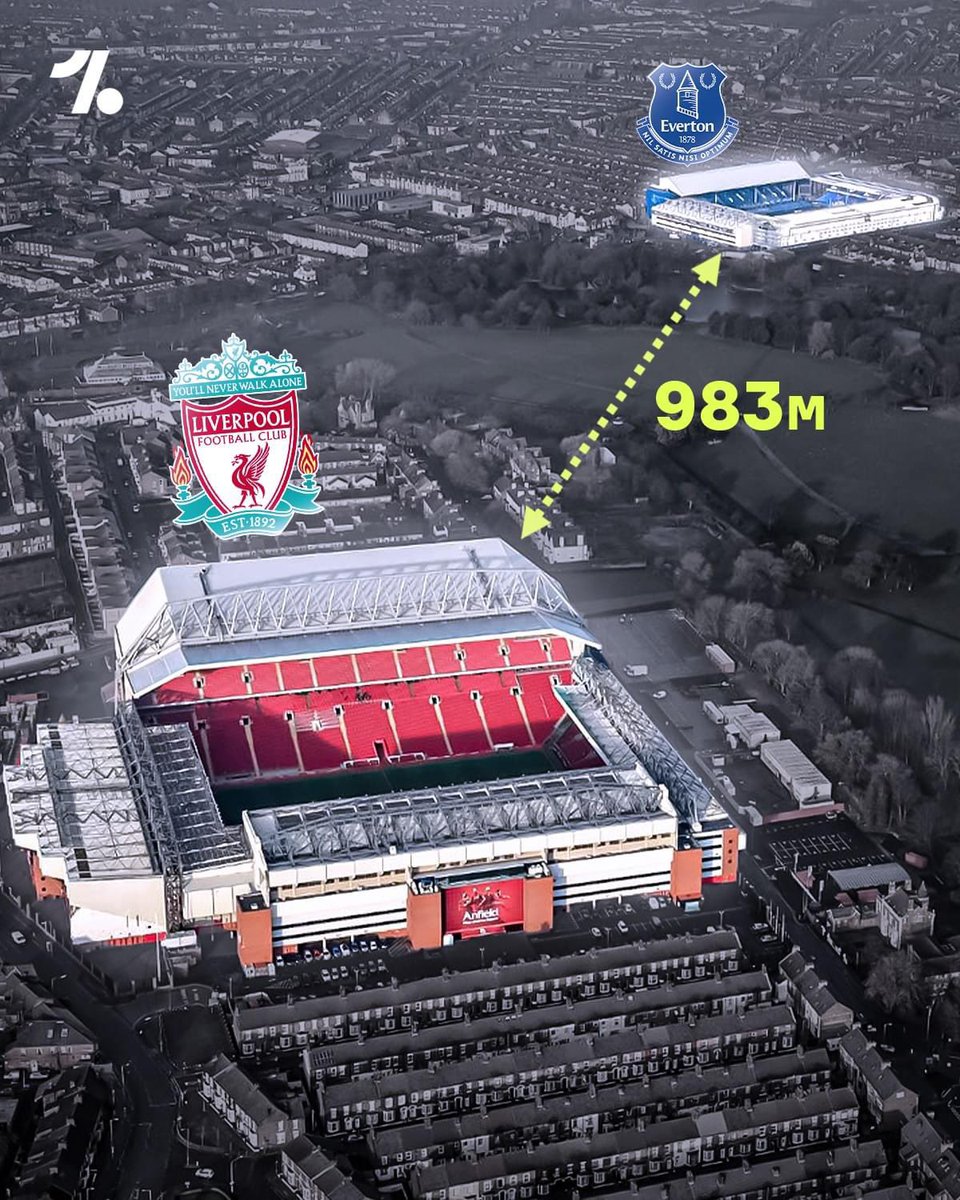 983 metres from Anfield to Goodison and yet the fans still turn up on coaches 🤣🤣🤣