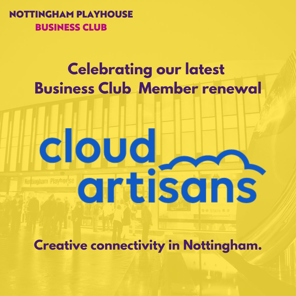 Nottingham Playhouse (@nottmplayhouse) on Twitter photo We’re delighted that <a href="/cloudartisans/">Cloud Artisans</a> have renewed membership of our Business Club.
“The work the theatre does is vital to the community of Nottingham and we share their values of creating inclusive, accessible and sustainable work.” <a href="/emrysgreen/">Emrys Robinson-Green</a>, Director
bit.ly/NPBusinessClub We’re delighted that <a href="/cloudartisans/">Cloud Artisans</a> have renewed membership of our Business Club.
“The work the theatre does is vital to the community of Nottingham and we share their values of creating inclusive, accessible and sustainable work.” <a href="/emrysgreen/">Emrys Robinson-Green</a>, Director
bit.ly/NPBusinessClub