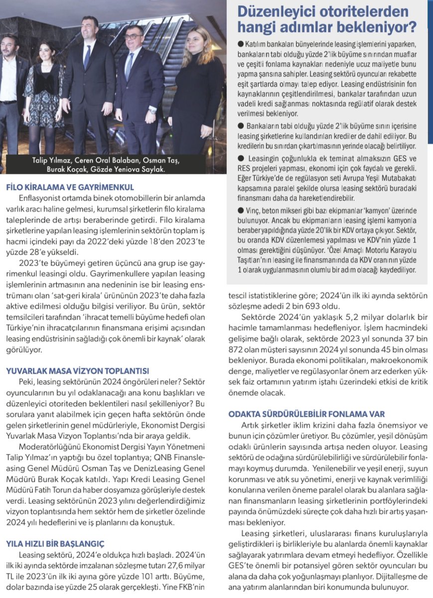 #isfin #vakfn #sekfk

📌'Leasing sektörü 2024'e oldukça hızlı başladı. 2024'ün ilk 2 ayında sektörde imzalanan sözleşme tutarı 27,6 milyar TL ile 2023'ün ilk 2 ayına göre %101 arttı. Büyüme, dolar bazında ise %25 olarak gerçekleşti.'