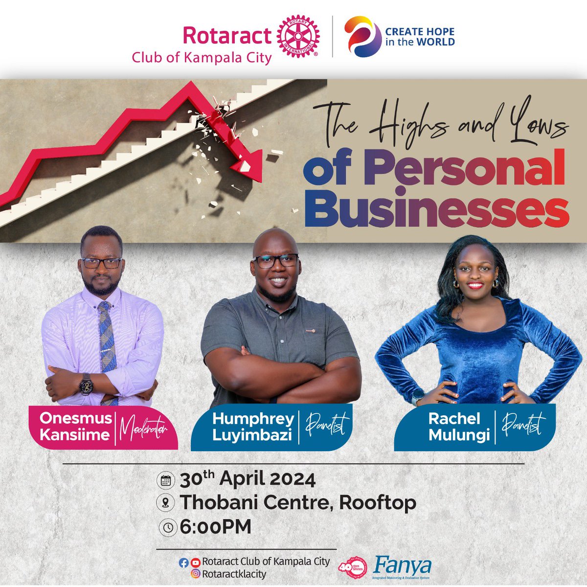 Join us for an insightful panel discussion delving into the dynamic journey of personal businesses. From euphoric highs to challenging lows, our panelists will share strategies, lessons and insights to empower aspiring entrepreneurs on their paths to success. #rotaractklacity