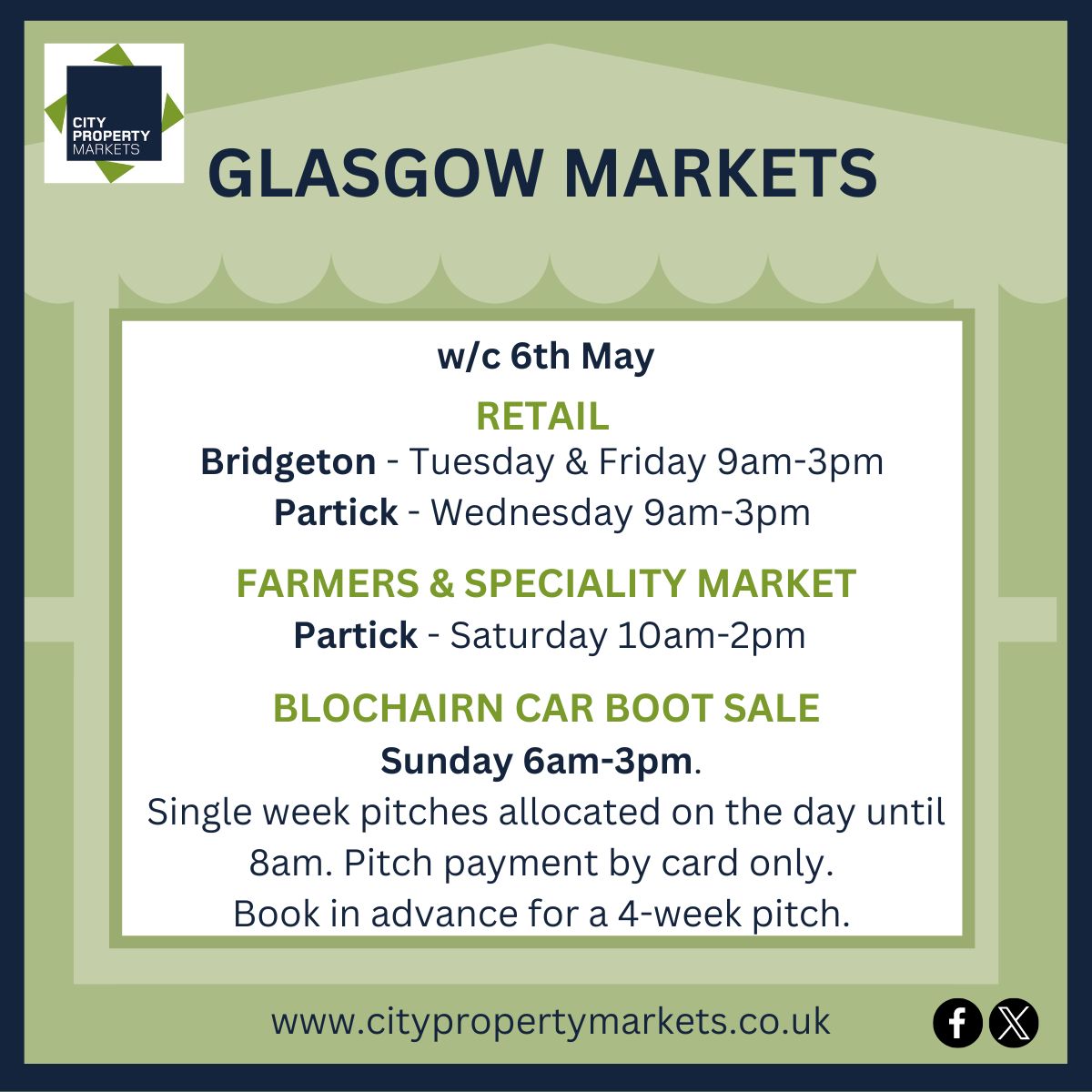 For more details about our Glasgow Markets, see citypropertymarkets.co.uk 
#CityPropertyMarkets #GlasgowMarkets #Glasgow #ShopLocal #WhatsOnGlasgow 
Details correct at time of publication, but may be subject to change