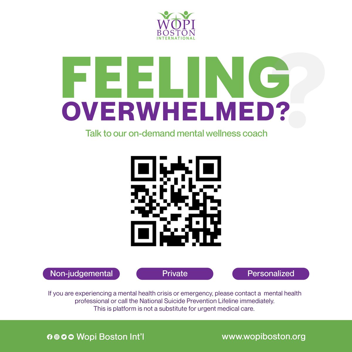 #GetHelpNow! Are You Feeling Stuck & Overwhelmed and Need Someone to Talk To? WOPI Boston Has Your Back. #wopiboston #mentalhealth #needhelp #talk #support 1/1
