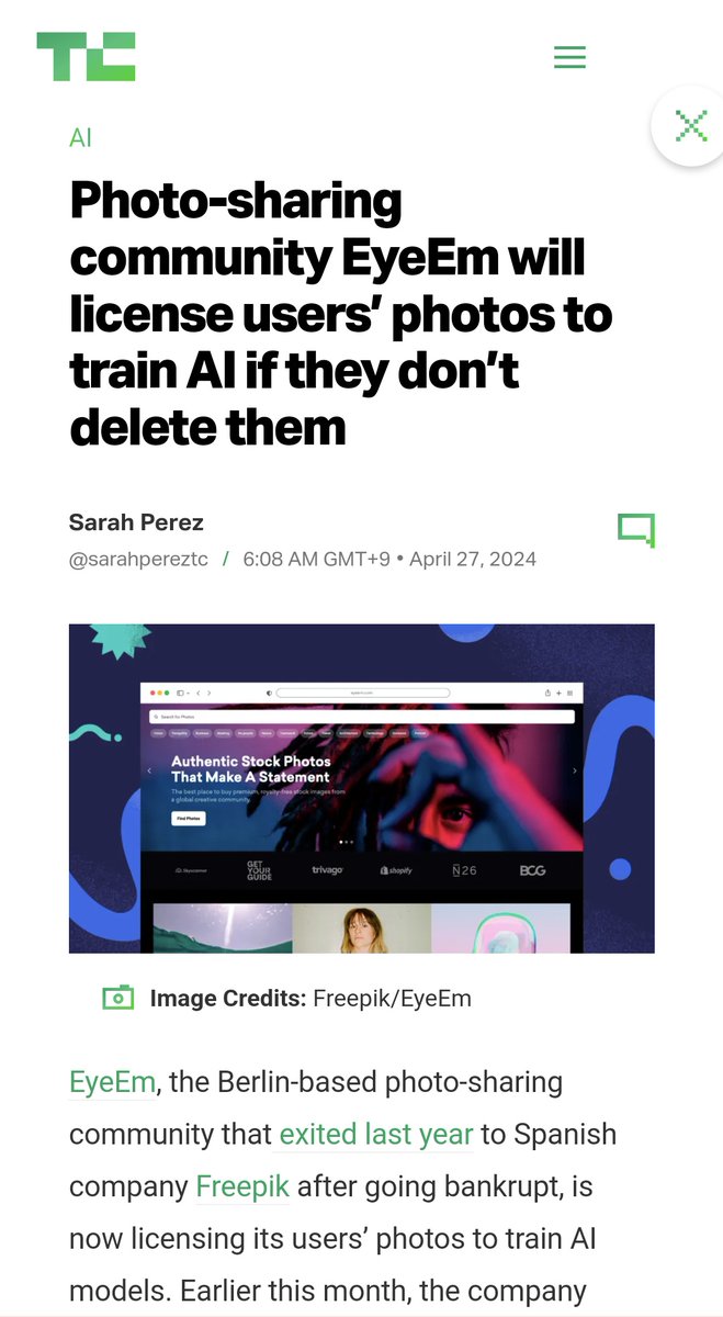 Photo-sharing community EyeEm will license users’ photos to train AI if they don’t delete them | TechCrunch