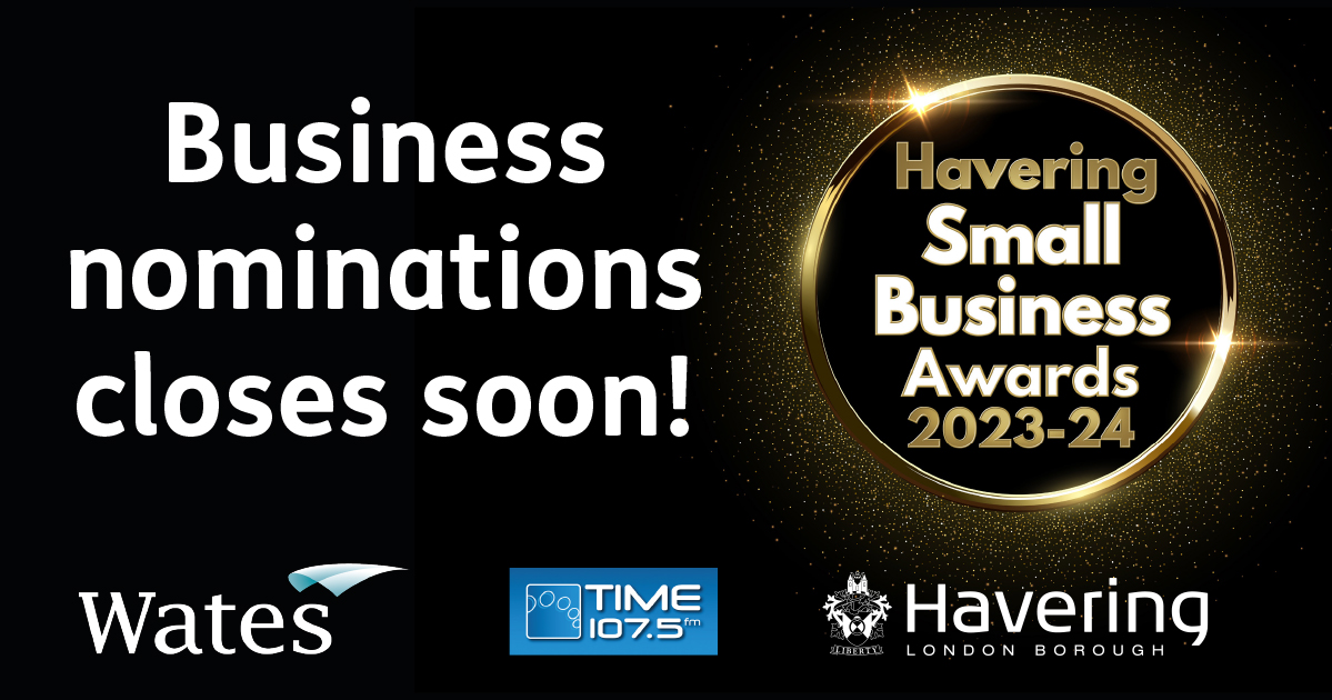 Business nominations for this year's Havering Small Business Awards closes this Friday at 5pm. If you are a Havering Small Business and you haven't entered yet - there's still time! Visit orlo.uk/0jT3K for full details #HaveringSBA