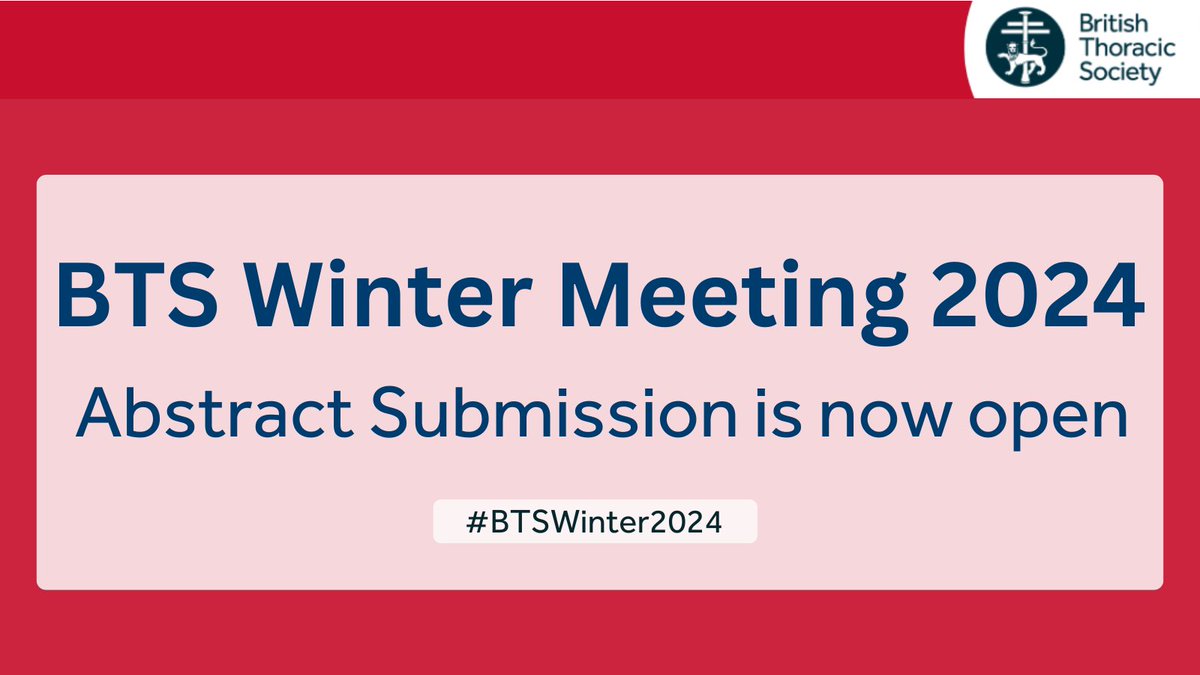 Each year BTS invites submission of abstracts for spoken and poster presentation at the Winter Meeting across a range of categories. Further information on submitting an abstract is available here: bit.ly/BTSWinterMeeti…. The closing date for submission is 27 June.