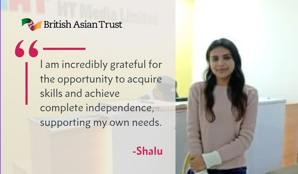 From a small village in #Haryana #India to a successful career in telecom, Shalu is breaking barriers and pursuing her dreams thanks to our local partners @ETASHAsociety 💪 Read Shalu’s story here: britishasiantrust.org/latest-updates…