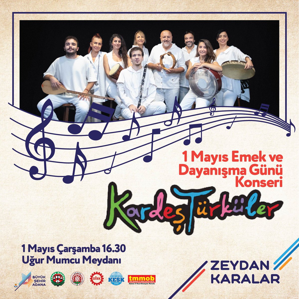 1 Mayıs Emek ve Dayanışma Günü’nde düzenleyeceğimiz Kardeş Türküler konserine tüm halkımız davetlidir. 📅 1 Mayıs Çarşamba 🕖 16.30 📍 Uğur Mumcu Meydanı