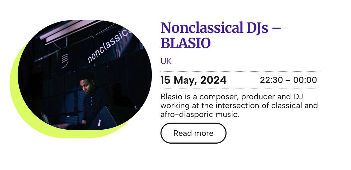 Blasio Kavuma (@blasiokavuma) on Twitter photo Excited to be doing a DJ showcase <a href="/ClassicalNEXT/">Classical:NEXT</a> in May with my friends <a href="/nonclassical/">nonclassical</a>!
classicalnext.com/event/nonclass… Excited to be doing a DJ showcase <a href="/ClassicalNEXT/">Classical:NEXT</a> in May with my friends <a href="/nonclassical/">nonclassical</a>!
classicalnext.com/event/nonclass…