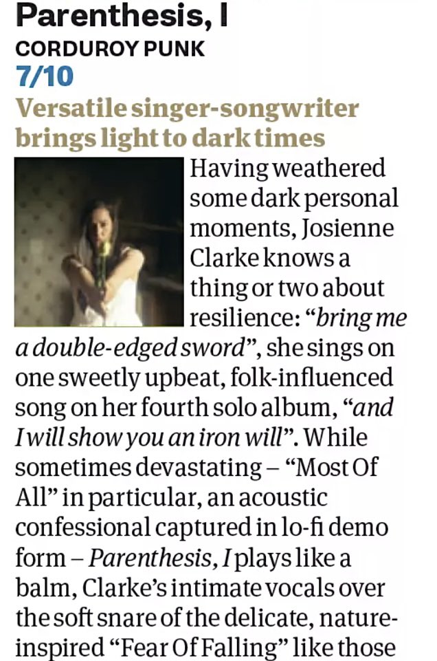 “Parenthesis, I plays like a balm” 7/10 UNCUT The first review of my new album is in So go buy your copy of @uncutmagazine now to read the final paragraph which I think is my favourite bit… 🤍🤍🤍✨🤍🤍🤍