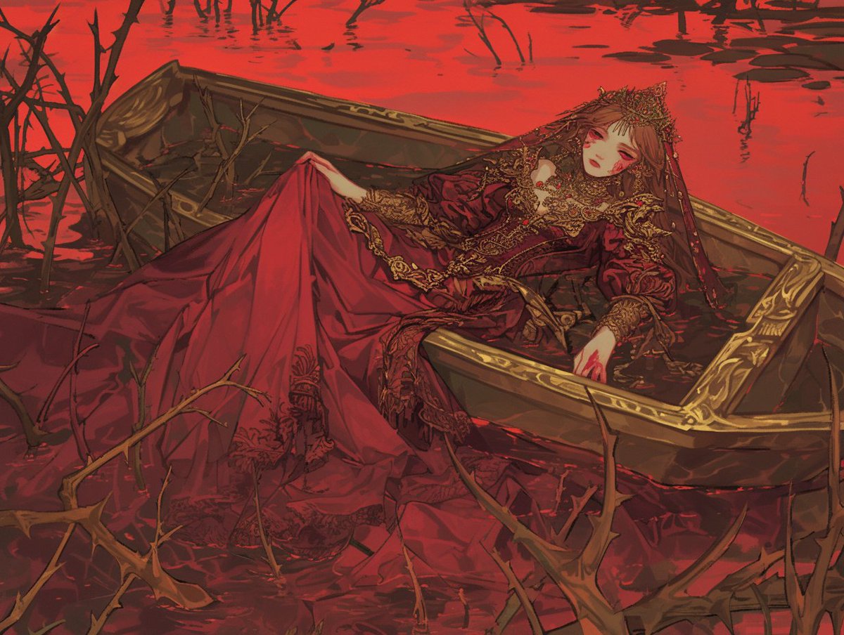 QT Your Horror Art. 🥀🩸🏮❤️‍🩹 [Cursed Bride, painting inspiration from Chinese artist Zhou Yishui. If you guys are interested you can try it.] #AIart #aiartcommunity #AIArtwork #horrorprompt