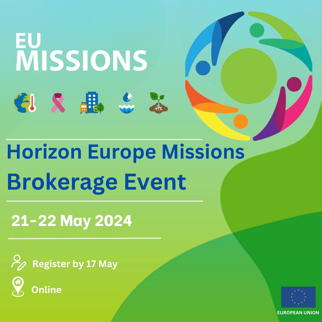 🧐Looking for partners to build up a consortium for the upcoming 2024 Missions Work Programme calls? 

Join the brokerage event to connect with potential collaborators:
🗓️ 21-22 May 2024

Details & registration: …izon-europe-brokerage-2024.b2match.io 

#HorizonEU #EUMissions