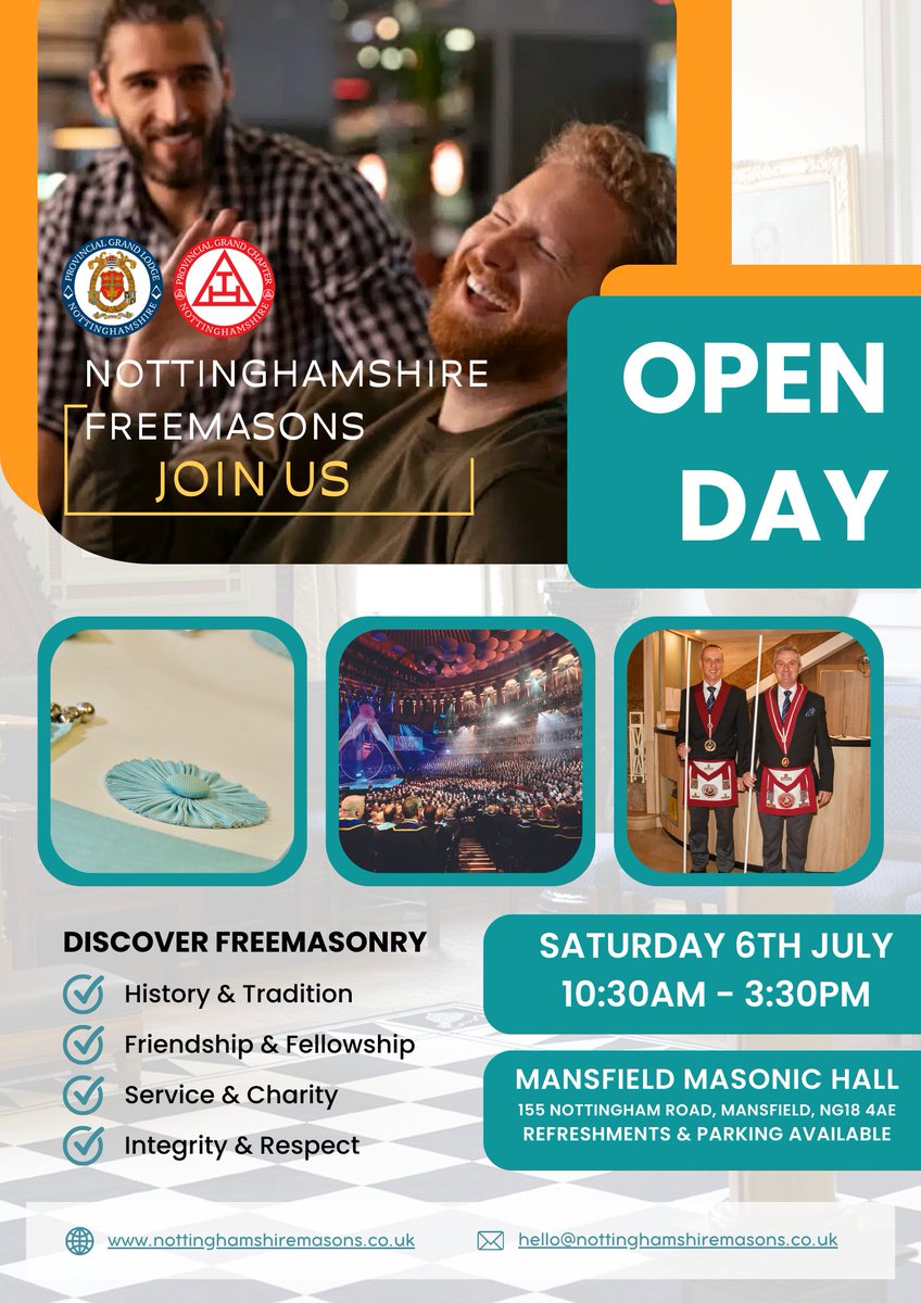 On Saturday 6th July, our Open Day roadshow comes to Mansfield! This is your chance to Discover Freemasonry and learn more nottinghamshiremasons.co.uk/becoming-a-fre… #FREEMASONS