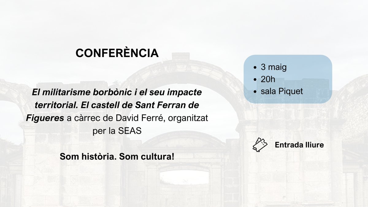 𝗔𝗚𝗘𝗡𝗗𝗔 𝗗𝗘 𝗟𝗔 𝗦𝗘𝗧𝗠𝗔𝗡𝗔
👉🏽 Continua el cicle de conferències organitzat per la @SeasSantjust 'El fet militar en la història de Catalunya'

Us esperem! 😊

𝗦𝗢𝗠 𝗖𝗨𝗟𝗧𝗨𝗥𝗔
📍 Carrer Ateneu, 3
ateneudesvern.cat
#SomCultura #AteneusCat #AteneuSantJust