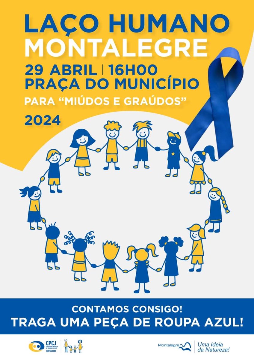 HOJE | MONTALEGRE | LAÇO HUMANO NA PRAÇA DO MUNICÍPIO • 16H00
#municipiodemontalegre #montalegre #cpcjmontalegre #lacohumano