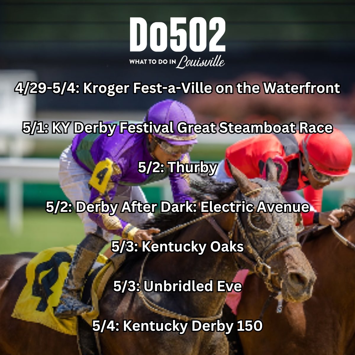 It’s Derby Week! #WhatToDoInThe502 #Do502 #DoMORE #DoStuff #WhatToDo #Derby #KentuckyDerby #DerbyWeek
📸: churchilldowns.com