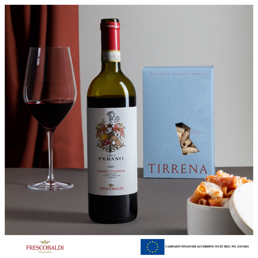 Tenuta Perano Chianti Classico 2020's velvety tannins & Pasta Tirrena's ancient grains: an all-Tuscan pairing from the glass to the plate.

#Frescobaldi #MarchesiFrescobaldi #ToscanaDiversity
