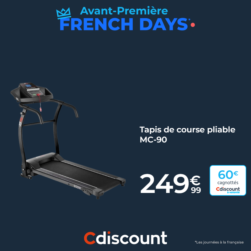 🔵 Avant première French Days 🏃 Tapis de course pliable 👛 60€ cagnottés pour les membres Cdiscount à volonté 🛒 bit.ly/3U7KiDZ