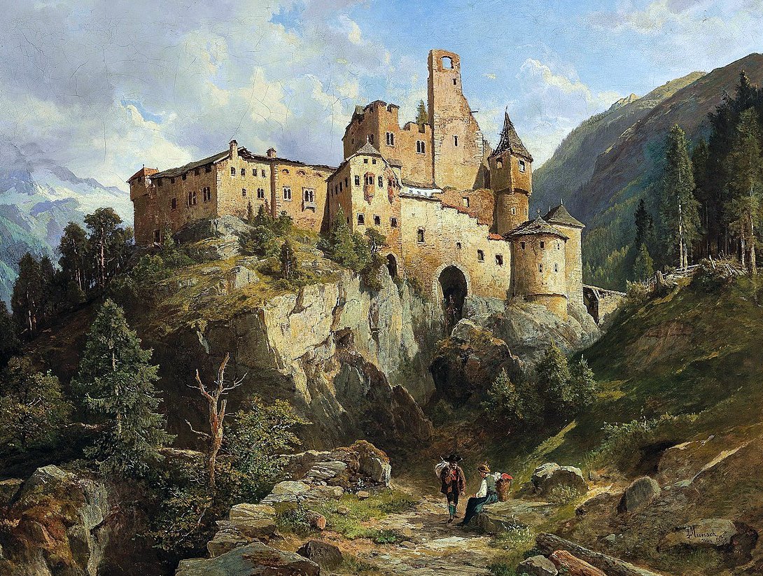 View of Taufers Castle 1886 #art 🎨Leopold Munsch