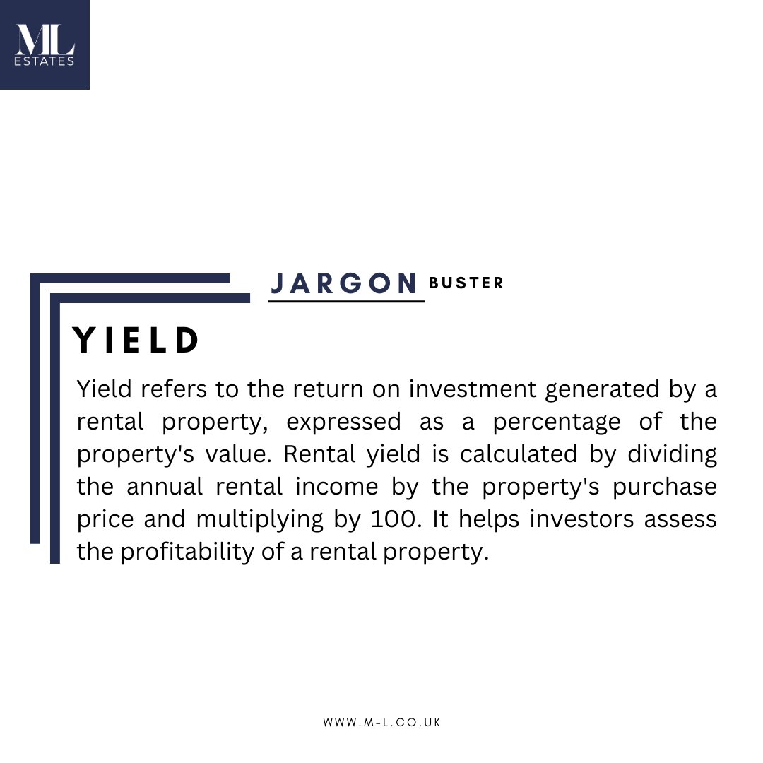 Today's term: Yield

What does it mean?

#JargonBuster #EstateAgent #Yield