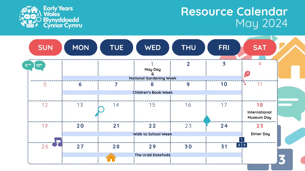 🎨 I Our latest resource calendar is now available for download. These are aimed at providing the sector with relevant event information & links to resources for the month ahead 👉 earlyyears.wales/en/resource-hub