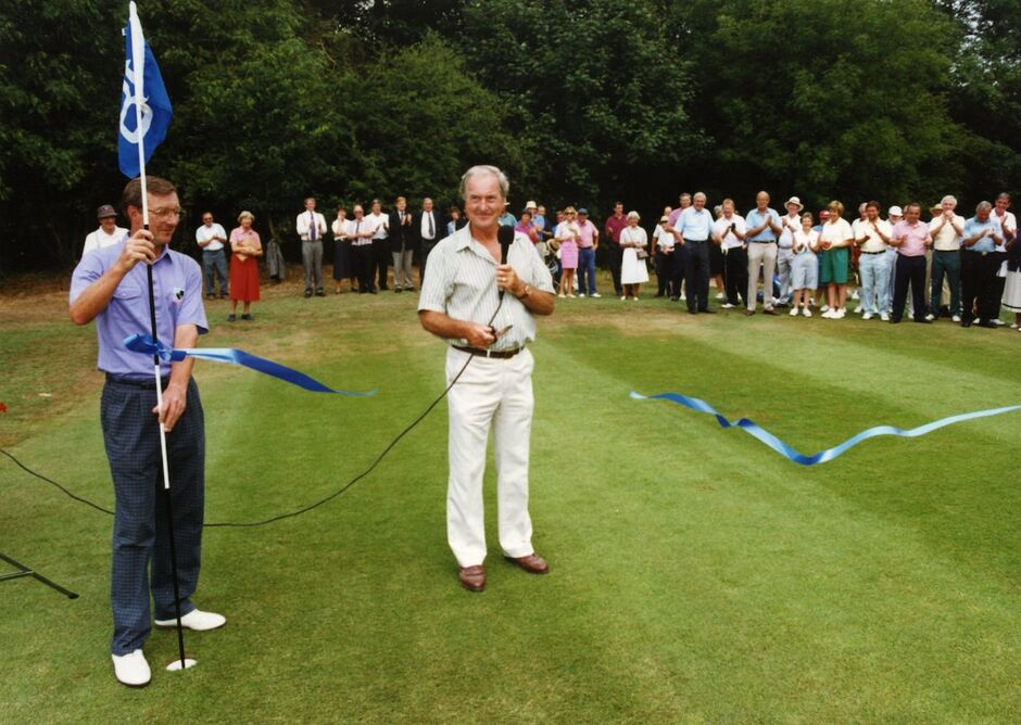 The grand opening of The Blue Course in 1994 by the Chairman, Joe Skelton, and Captain, Barry Mainstone. 30 years on the course is recognised for hosting Euro Pro Tour events and Ladies World Amateur ranking events.