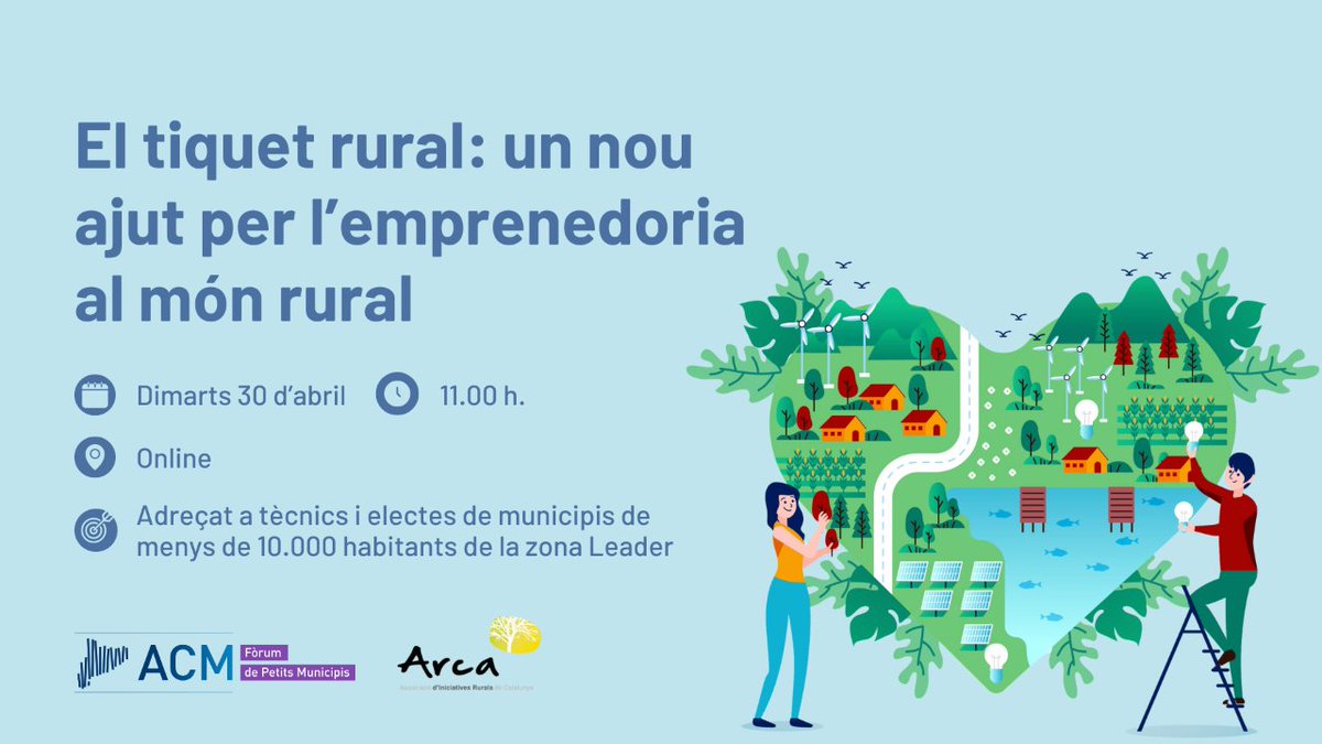 👉🏻 Demà! Vine a conèixer el 'tiquet rural', la nova convocatòria d'ajuts per a facilitar l’arrelament de nova activitat econòmica no agrària i el relleu d’activitats professionals als municipis de l’àmbit Leader. ℹ️ Més informació: i.mtr.cool/mbmhgxcibq