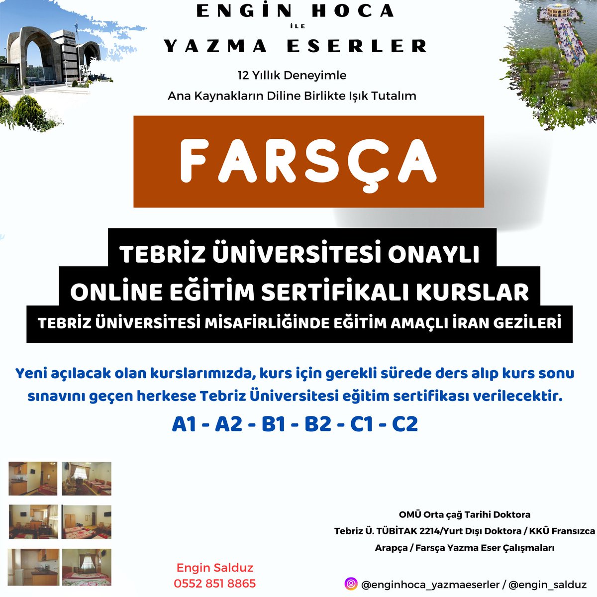 Artık kurslarımızda Tebriz Üniversitesi onaylı sertifika verilecektir.