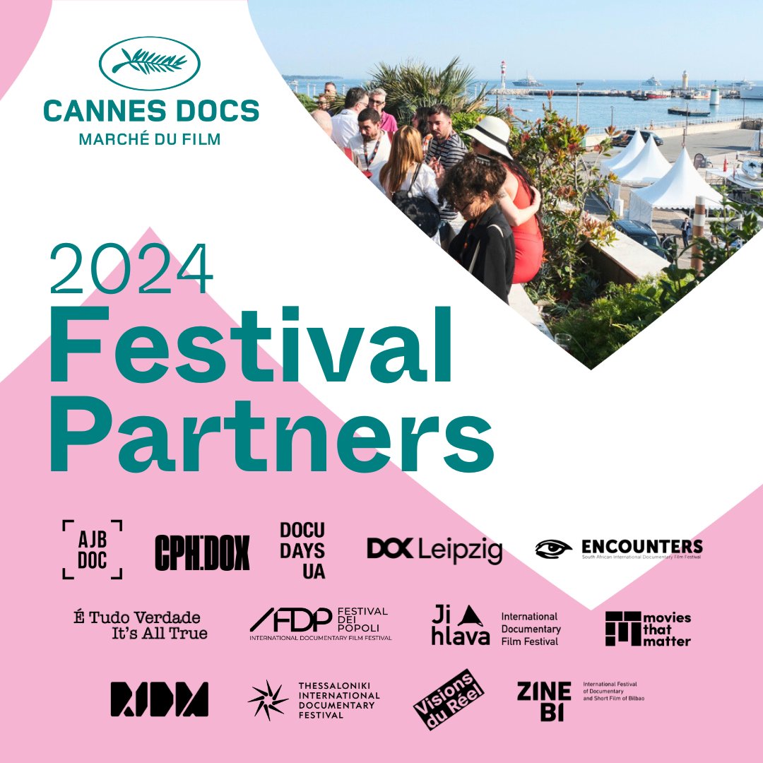 #CannesDocs  is proud to partner with 13 of the finest documentary film festivals for #MDF24! 💗 Please welcome @AljazeeraDoc @cphdox @DocudaysUA @DOK_Leipzig @Encounters @etudoverdade @FdP_Florence @jihlava_idff @MoviesMatter @ForumRIDM @filmfestivalgr @visionsdureel @ZinebiFEST