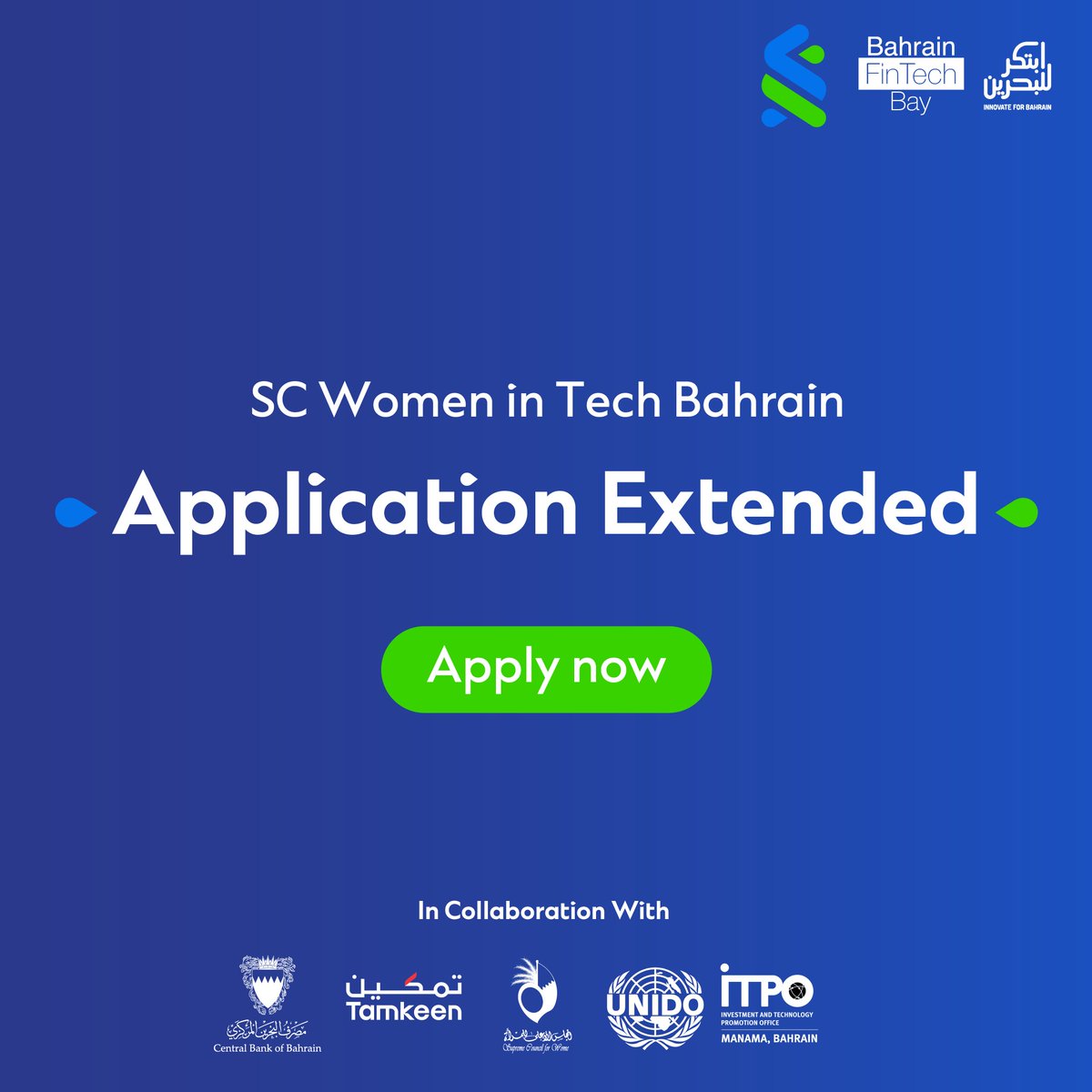 Last chance! We've extended the deadline for SC Women in Tech Program applications to next week. Female-led startups, don't miss out on winning equity-free prize money and a 3-month residency at Bahrain FinTech Bay.

Apply now:
ow.ly/3C5S50RqmNv

#FinTechBay #SCWomenInTech