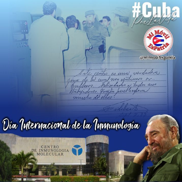 “El centro es grande, pero yo espero que sean grandes también los resultados científicos que se obtengan” #FidelPorSiempre del Centro de Inmunología Molecular que confiaba en la ciencia y los científicos. ¡Feliz Día Internacional de la Inmunología! #CubaPorLaVida #MiMóvilEsPatria