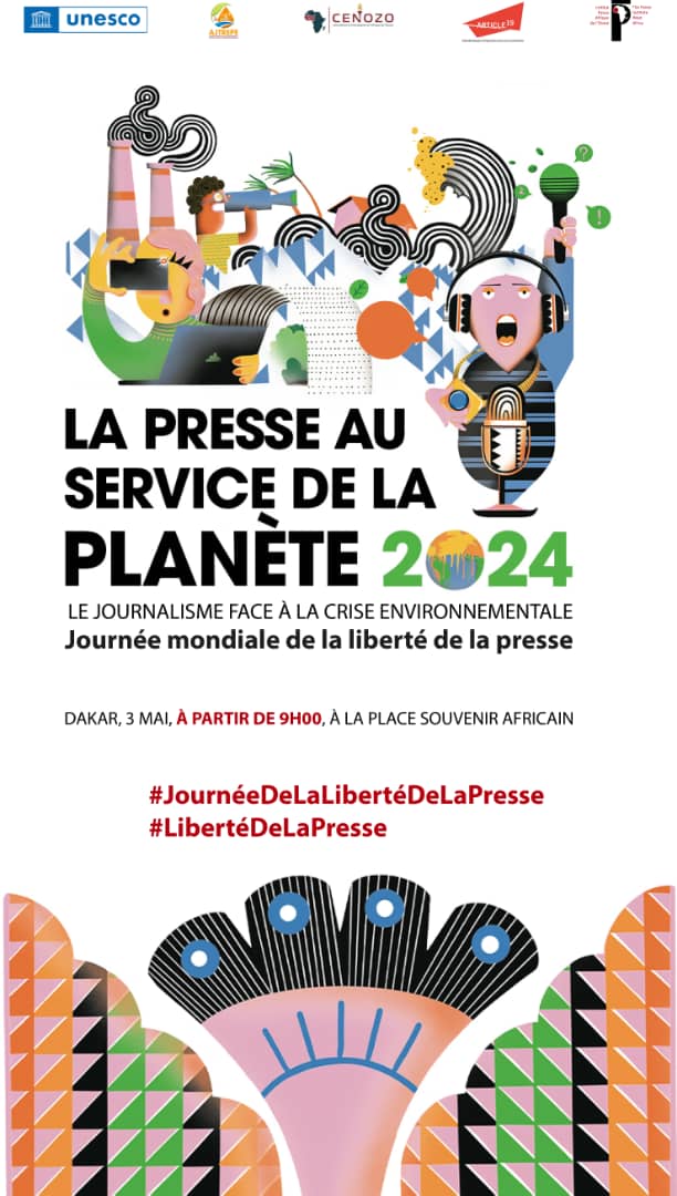 @PanosAO, @UNESCO_Dakar , @article19wafric , @AJTREXsn , @CENOZO_Afrique vous convient à la célébration de la Journée mondiale de la liberté de la presse à Dakar, le 03 mai 2024. Panels de haut niveau prévus. A ne pas manquer. #JournéeDeLaLibertéDeLaPresse #LibertéDeLaPresse