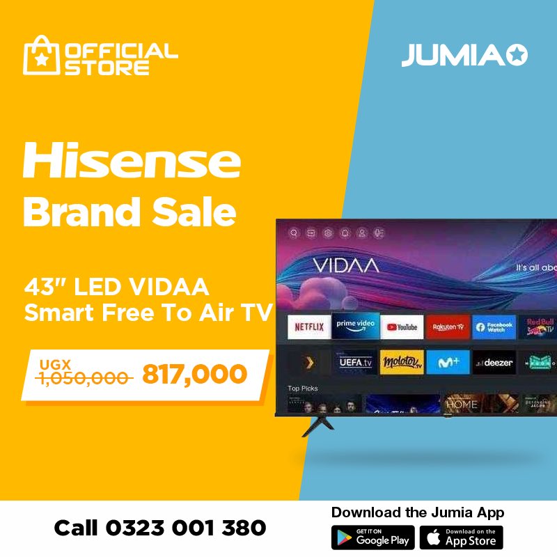 Elevate your entertainment and redefine your space with our HISENSE Brand sale day, LIVE at t.ly/_-EKV #JumiaHomeSale