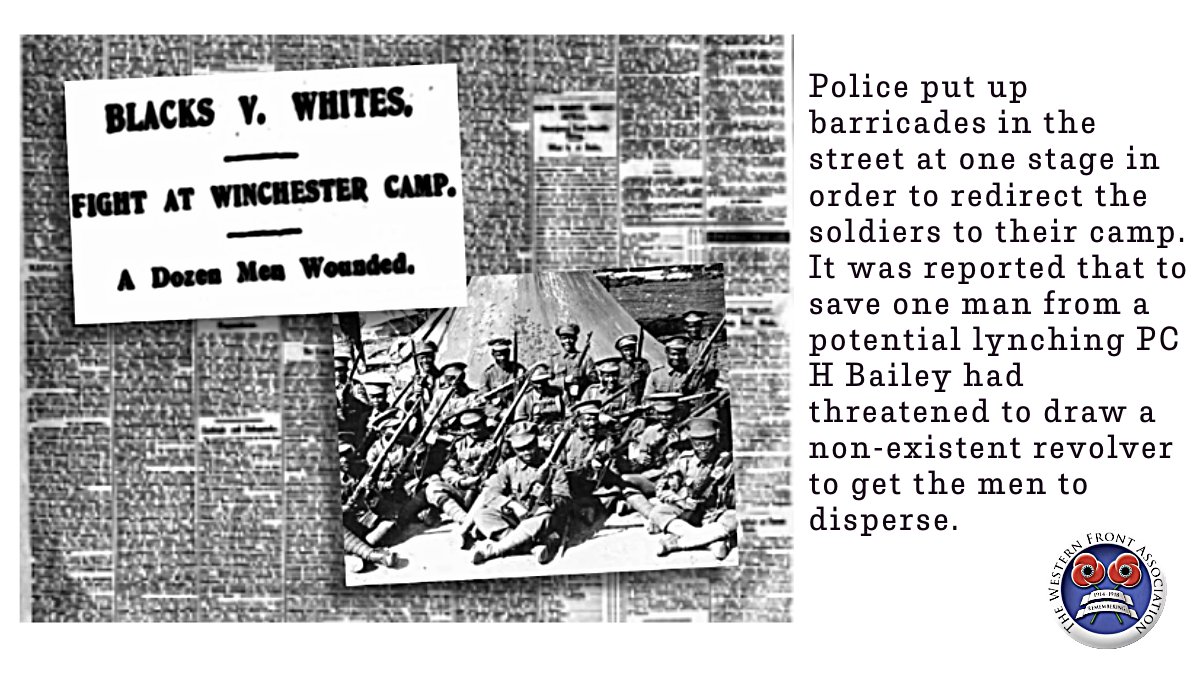 29 April 1919 fighting broke out in Winchester when a number of British West Indian soldiers took offence at the racist behaviour towards one of their number by a an American. One man was injured. Reports in the local Hampshire press went national > bit.ly/3nxq1ah #WW1