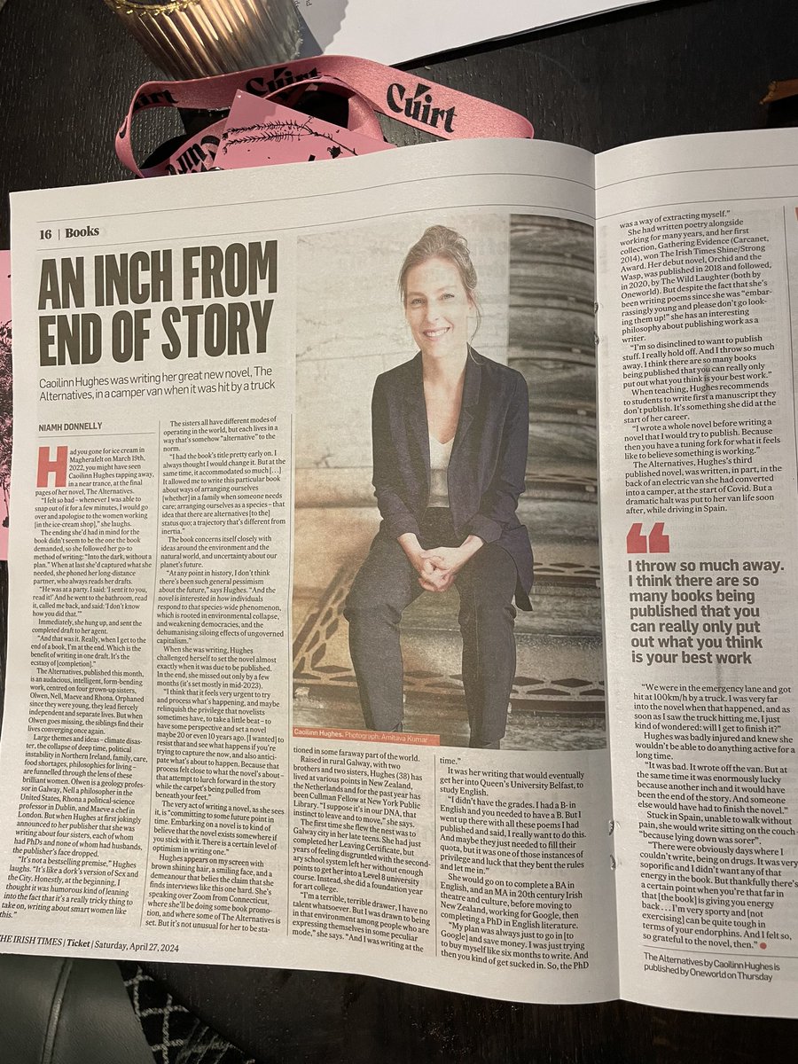 The Alternatives publishes in the UK + IRL on Thursday. I’m grateful to @NiamhDonnelly for this gracious, thoughtful interview in @IrishTimesMag. Print interviews do give me the heebie-jeebies, so it makes a difference when there’s a kind reader on board. irishtimes.com/culture/books/…?