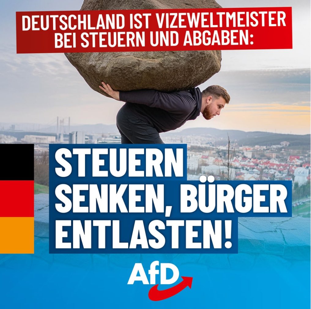 Trauriger Vizeweltmeister bei Steuern und Abgaben: Steuern senken, Bürger entlasten! #AfD #Steuersenkung #Entlastung #MutzurWahrheit #europaneudenken afdkompakt.de/2024/04/26/tra…