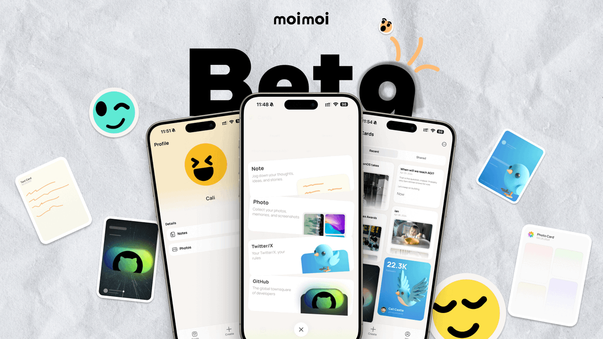 我们新开发的 app - moimoi 内测启动！ 期待以后用 @moimoi_app 跟大家面基 ✌️